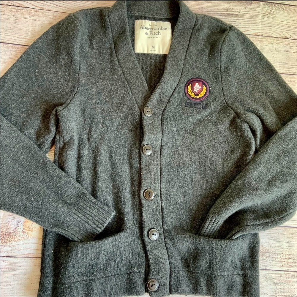 Abercrombie & Fitch Grey Button Front Cardigan Medium